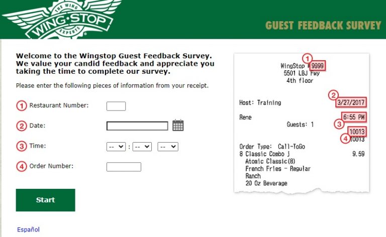 Wingstop Guest Feedback Survey at mywingstopsurvey.com